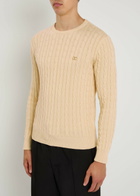 Valentino Garavani Vlogo Cable-knit Cotton Jumper Cream