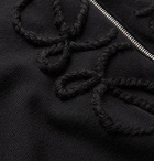 Loewe - Logo-Embroidered Zip-Up Wool and Cashmere-Blend Sweater - Black