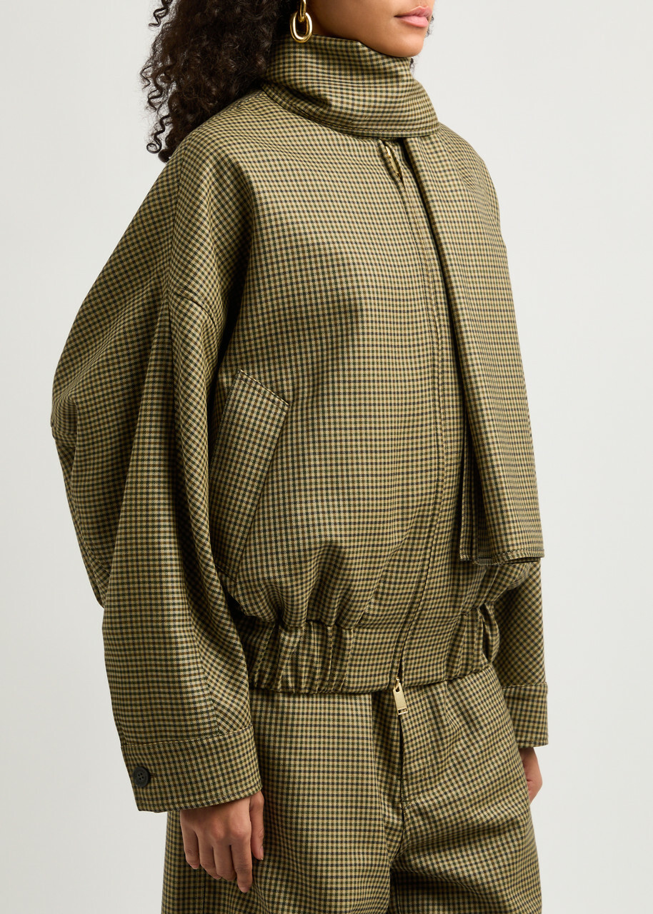 Darkpark Lee Houndstooth Scarf-effect Wool Bomber Jacket Multicoloured