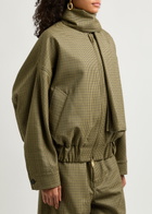 Darkpark Lee Houndstooth Scarf-effect Wool Bomber Jacket Multicoloured