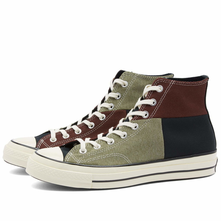 Photo: Converse Men's Chuck 70 Crafted Patchwork Sneakers in Black/Trolled/Eternal Earth