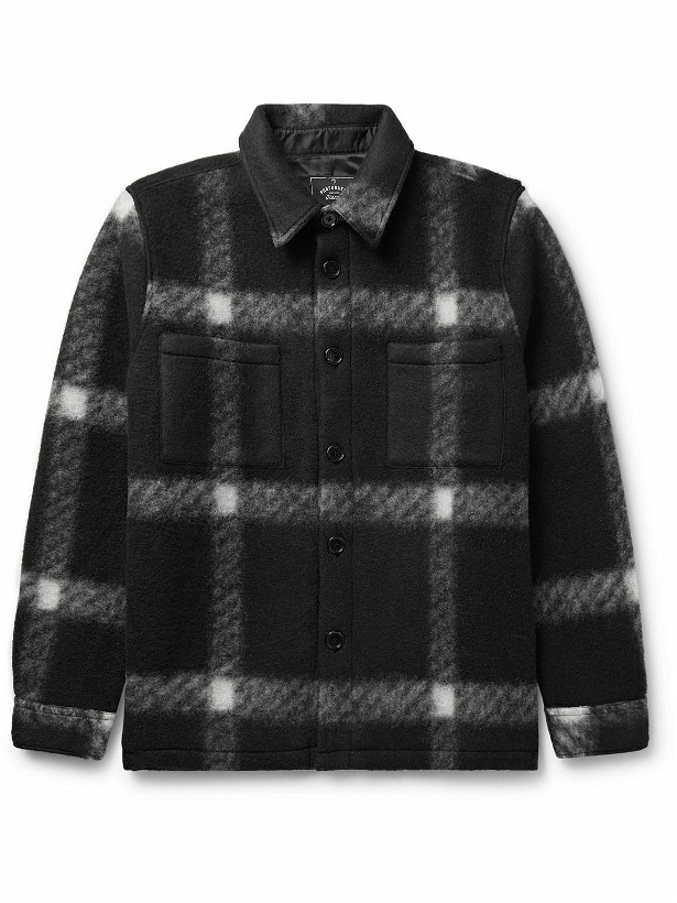 Photo: Portuguese Flannel - Checked Brushed-Fleece Overshirt - Black