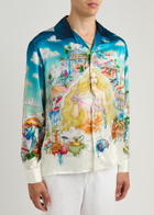 Casablanca Road To Knowledge Printed Silk-satin Shirt Multicoloured 1