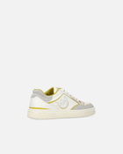 Pinko Flat Leather Sneakers With Embroidered Logo White/Lime