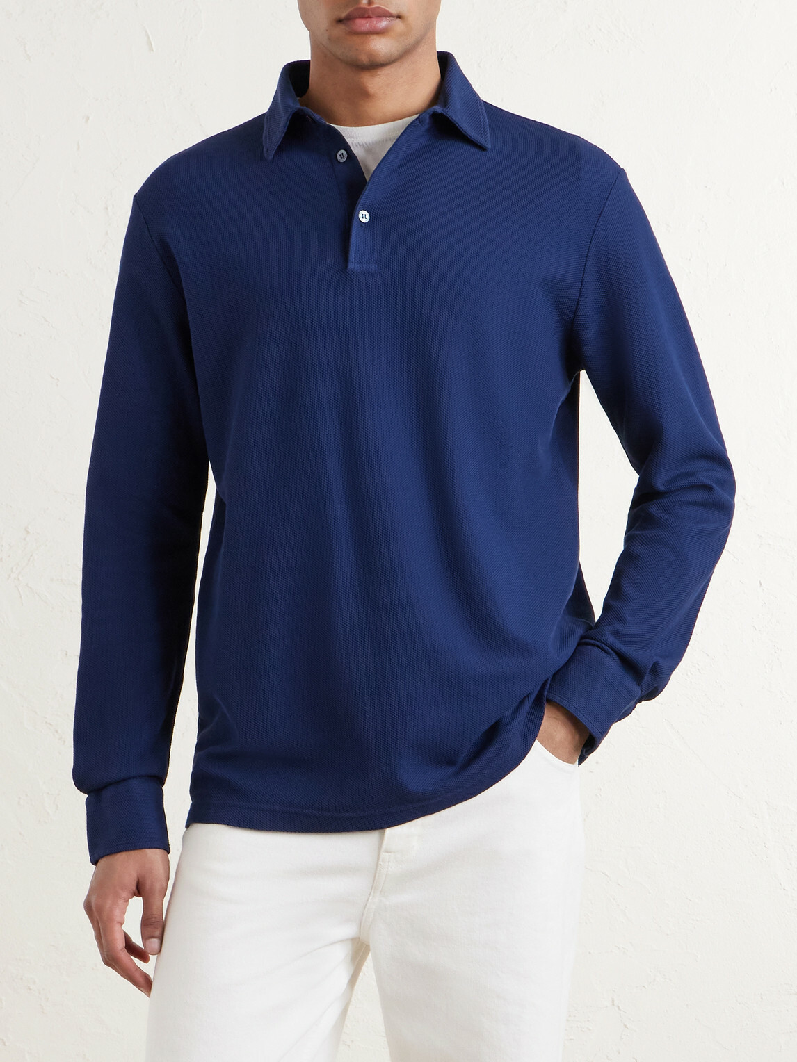 Loro Piana - Cotton-Piqué Polo Shirt - Blue