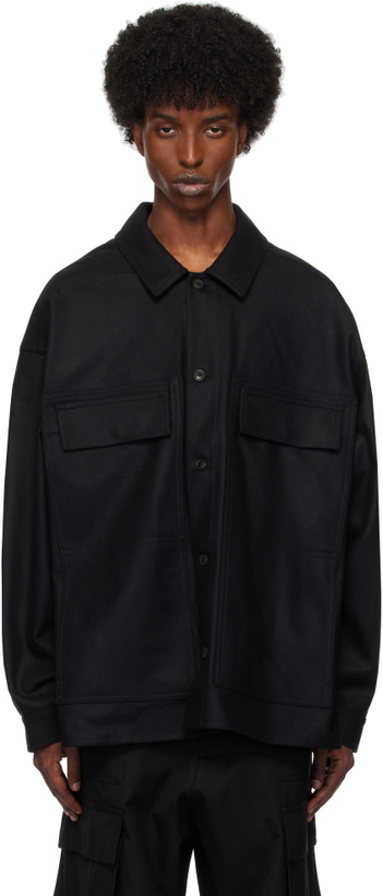Photo: Lownn Black Flannel Wool Workwear Shirt