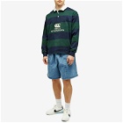 Checks Downtown Men's x Canterbury Hoop Striped Rugby Shirt in Navy/Pine Grove Green