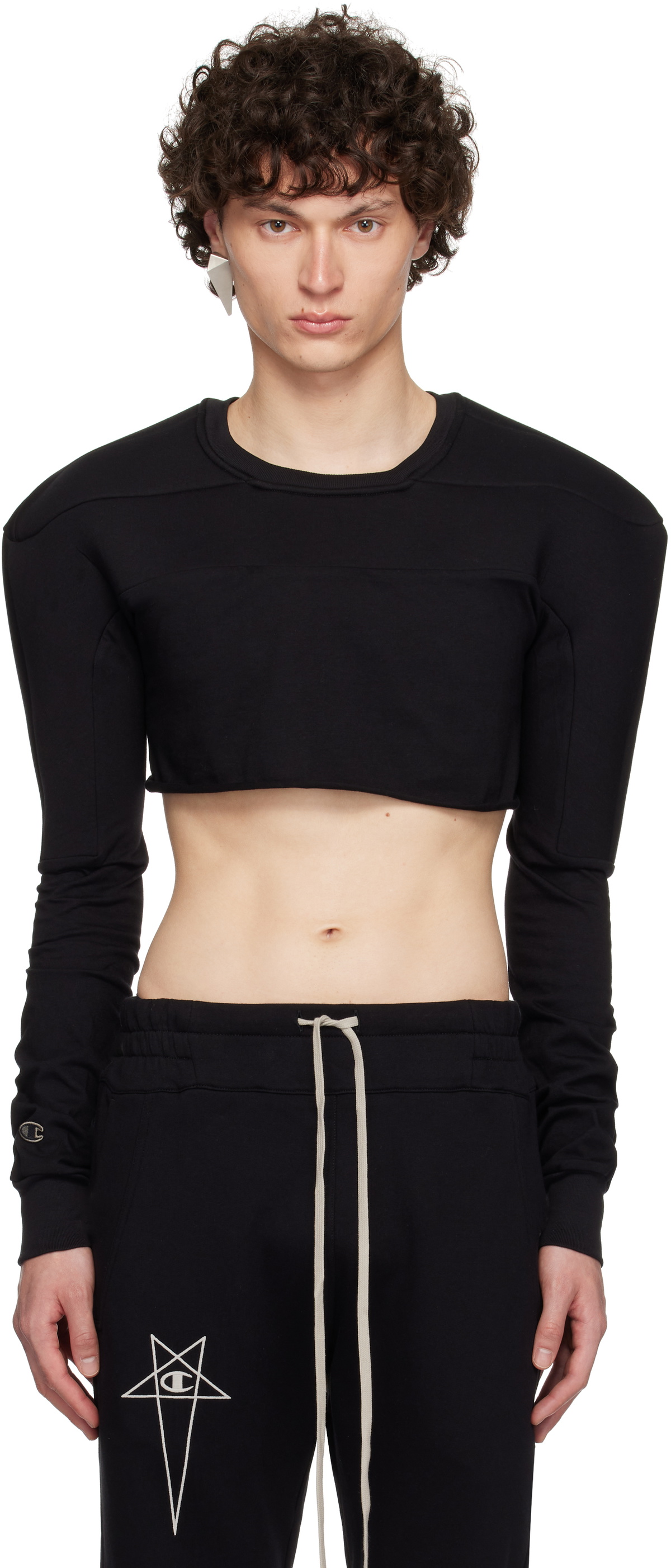 Rick Owens Black Champion Edition Girdered Cropped Harness T-shirt Rick  Owens