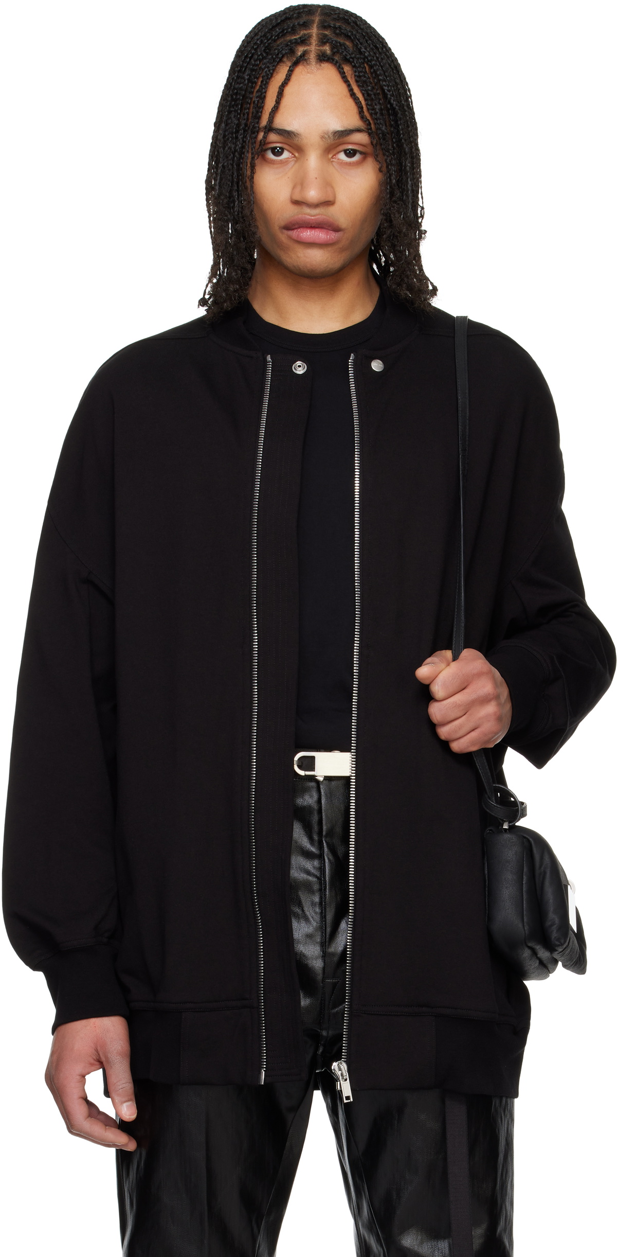 Rick Owens Black Easy Gauntlet Bomber Jacket Rick Owens
