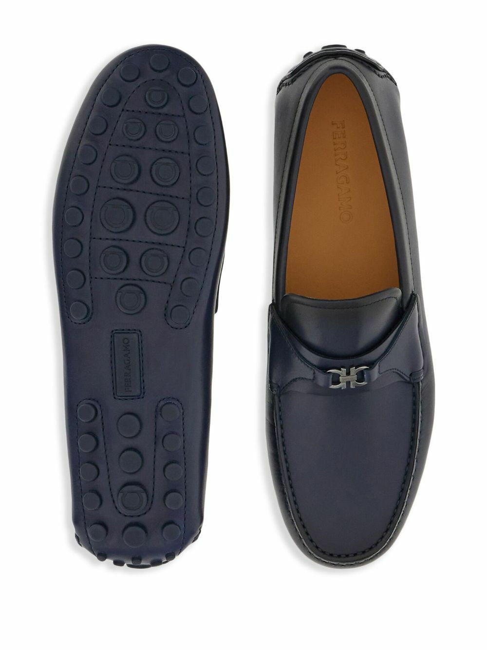 Ferragamo Blue Gancini Leather Loafers Salvatore Ferragamo display picture 1