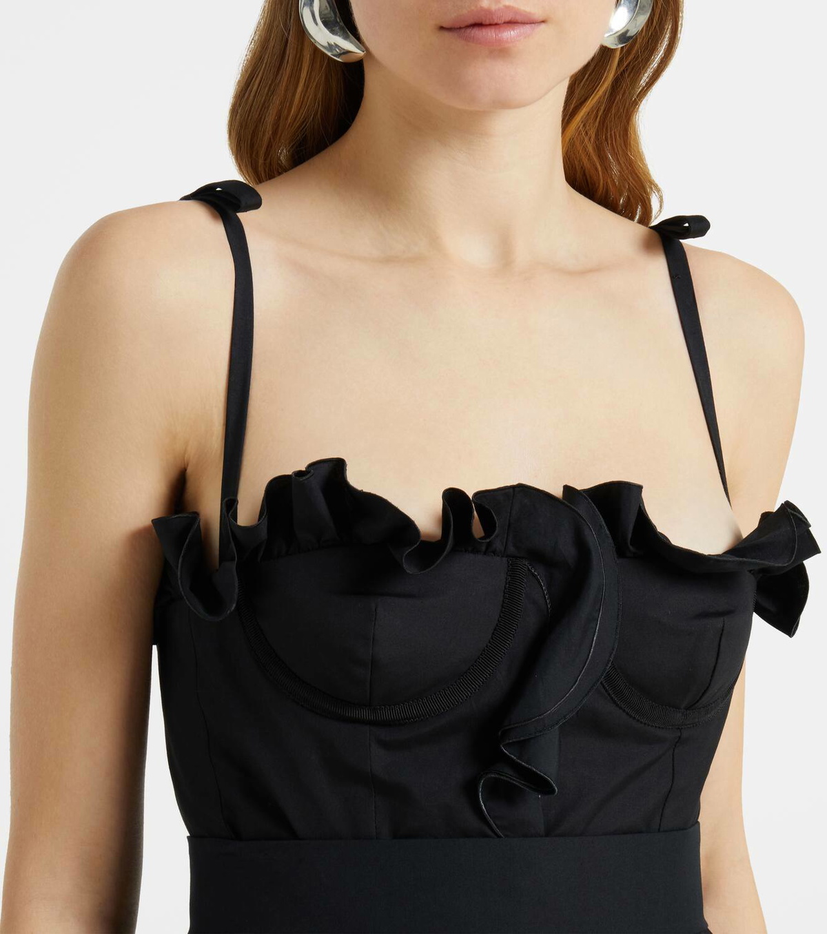 Giambattista Valli Ruched pleated cotton gown