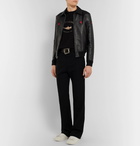 Saint Laurent - Slim-Fit Full-Grain Leather Bomber Jacket - Men - Black