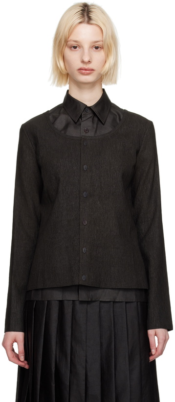 Photo: UMBER POSTPAST Black Mud-Dyed Cardigan