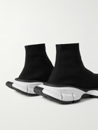Balenciaga - 3XL Sock Logo-Print Stretch-Knit Slip-On Sneakers - Black