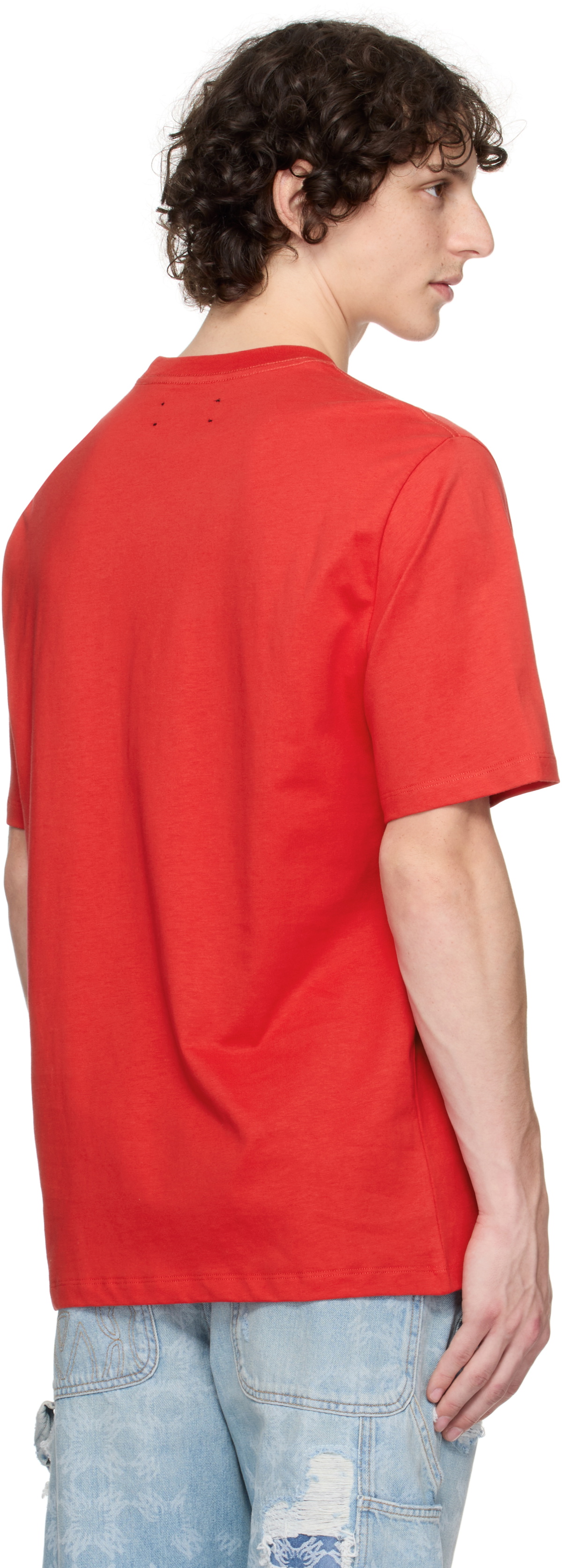 【関税込み】AMIRI レッド AMIRI Staggered ロゴ Tシャツ AMIRI Red 'AMIRI' Staggered Logo T-shirt Amiri