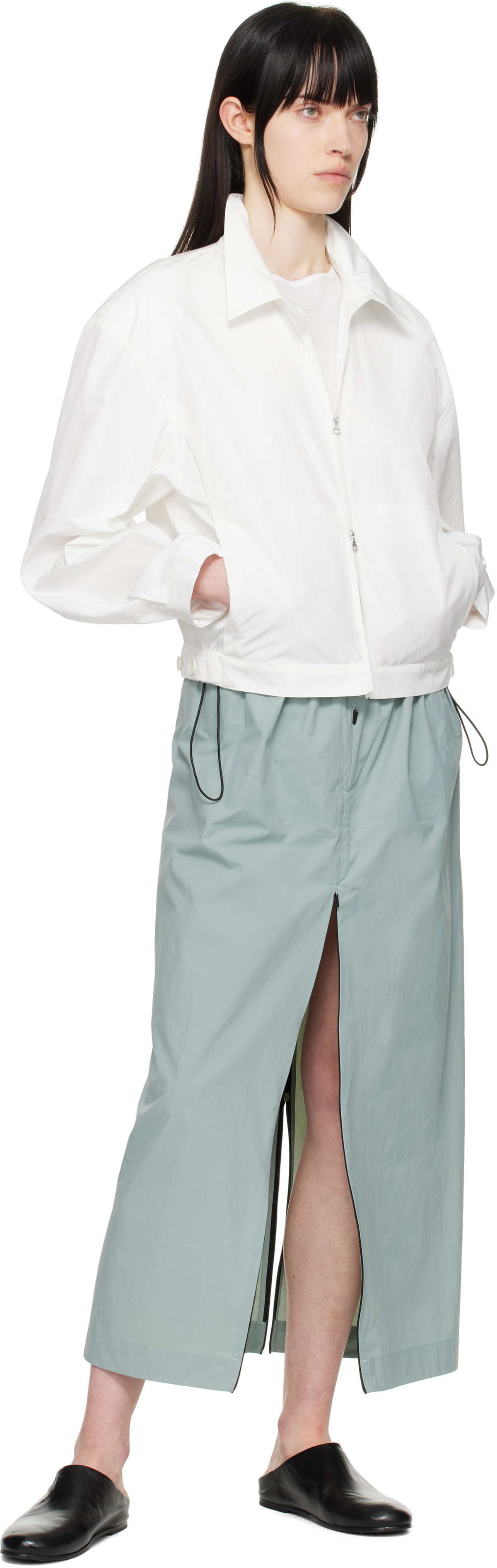 AMOMENTO White Cropped Zip-Up Jacket