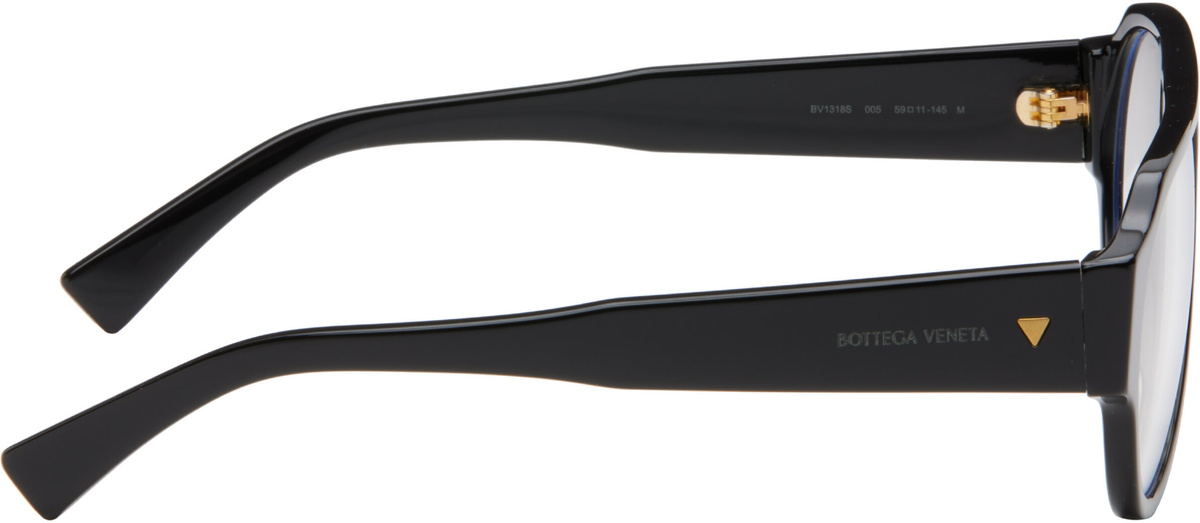 Bottega Veneta Black Soft Aviator Glasses