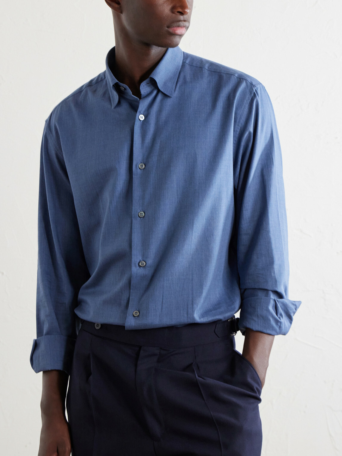 Brioni - Cotton-Poplin Shirt - Blue