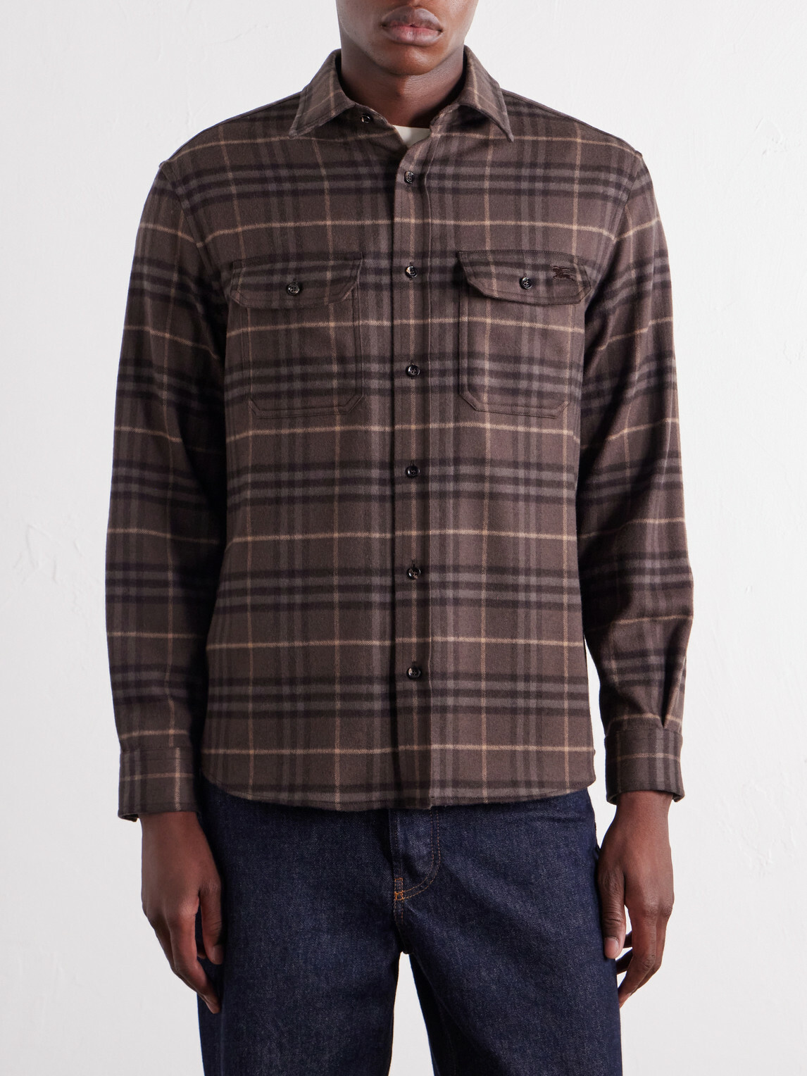 Burberry - Checked Wool-Twill Flannel Shirt - Brown