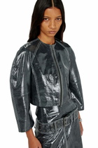 Diesel Patent-leather jacket with cocoon sleeves - Leather jackets Womens in Grey