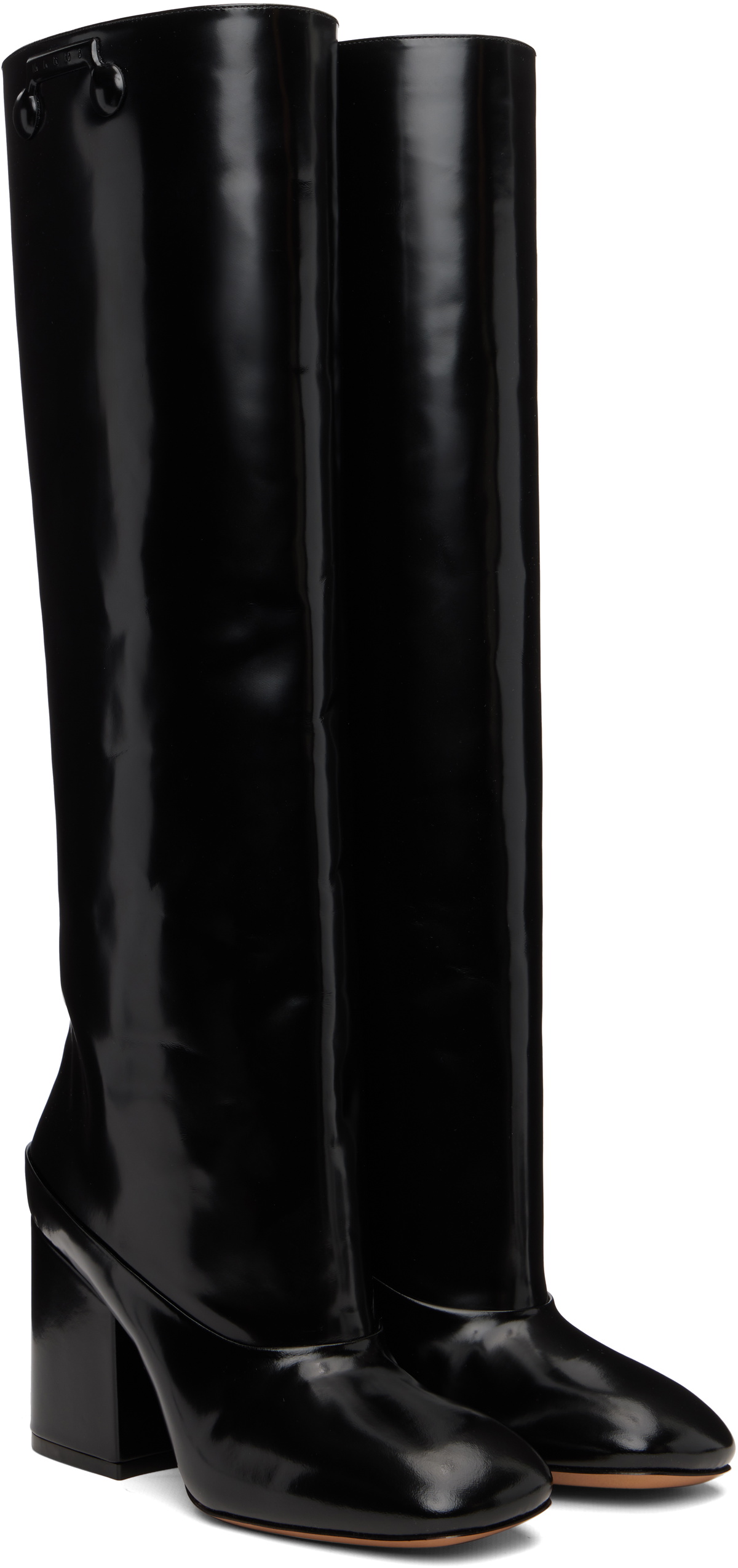 Marni Black Leather Trunkaroo Knee-High Tall Boots Marni