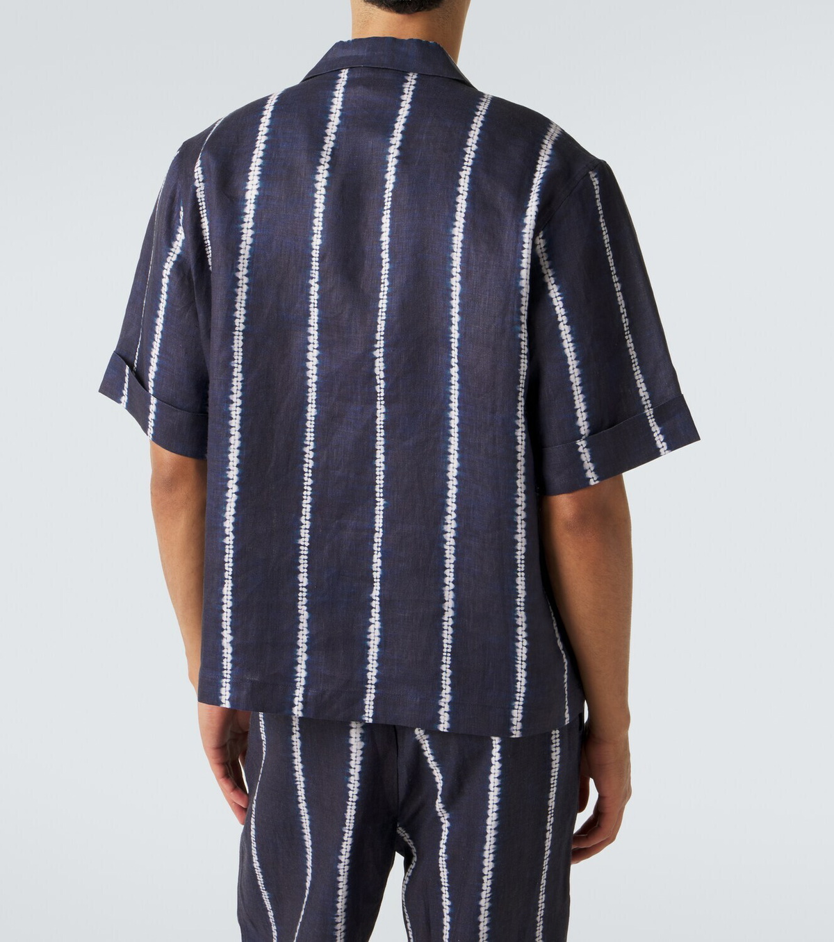 Commas Striped linen bowling shirt