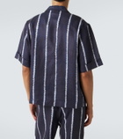 Commas Striped linen bowling shirt