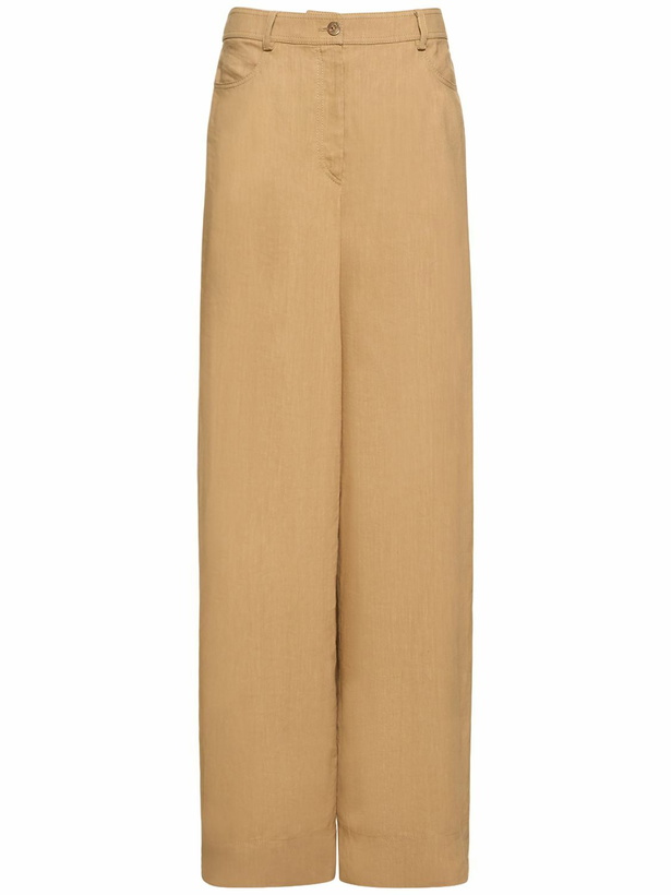 Photo: ALBERTA FERRETTI High Rise Linen Blend Wide Pants