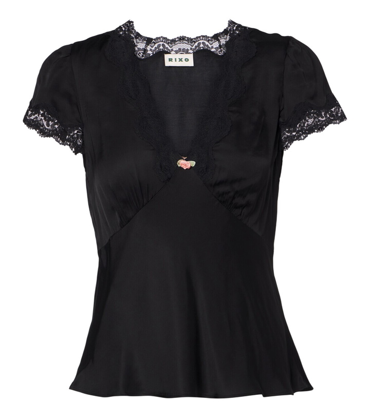 Photo: Rixo Karia lace-trimmed satin top