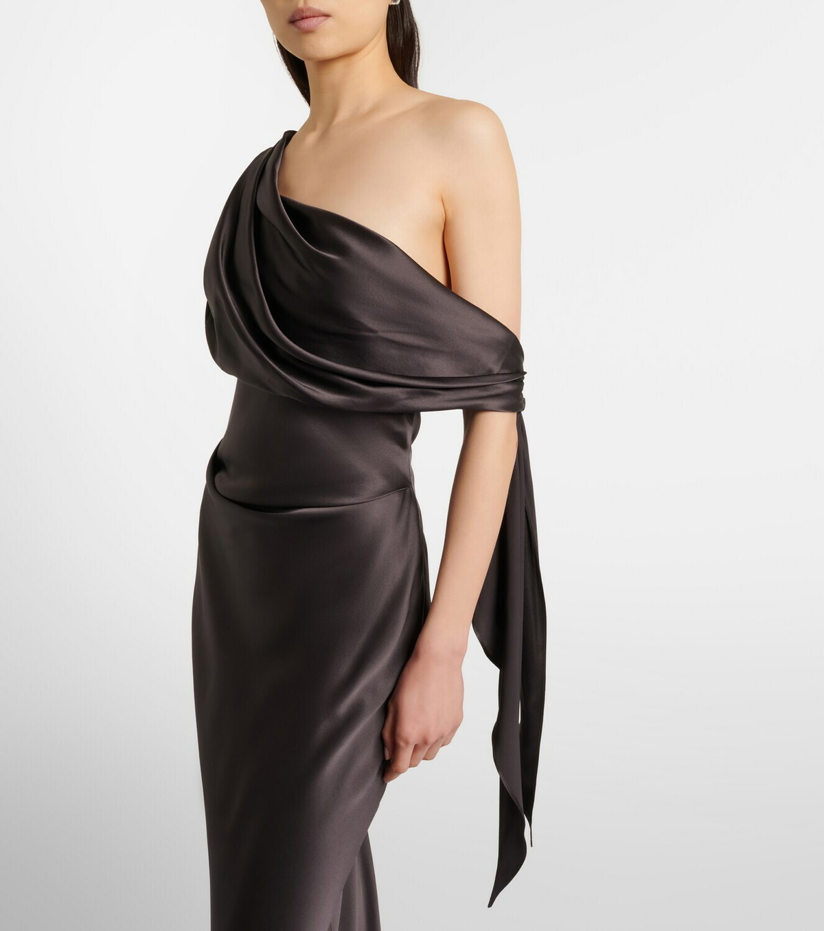 The Sei Draped one-shoulder silk satin gown