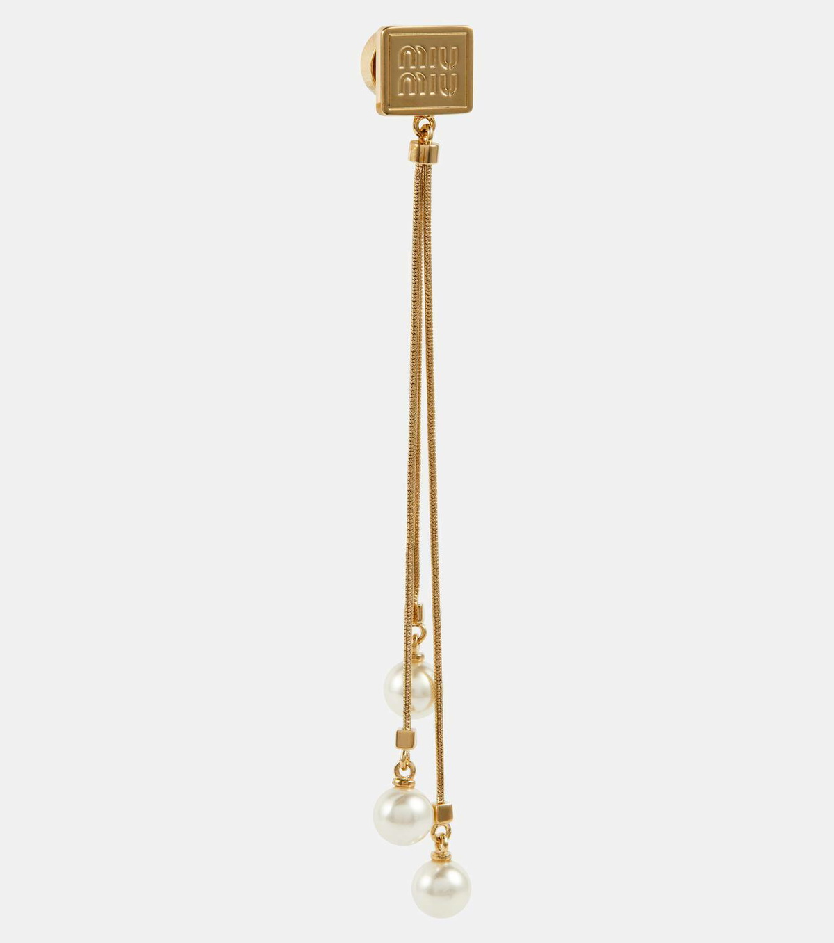 Miu Miu Faux pearl and brass earrings
