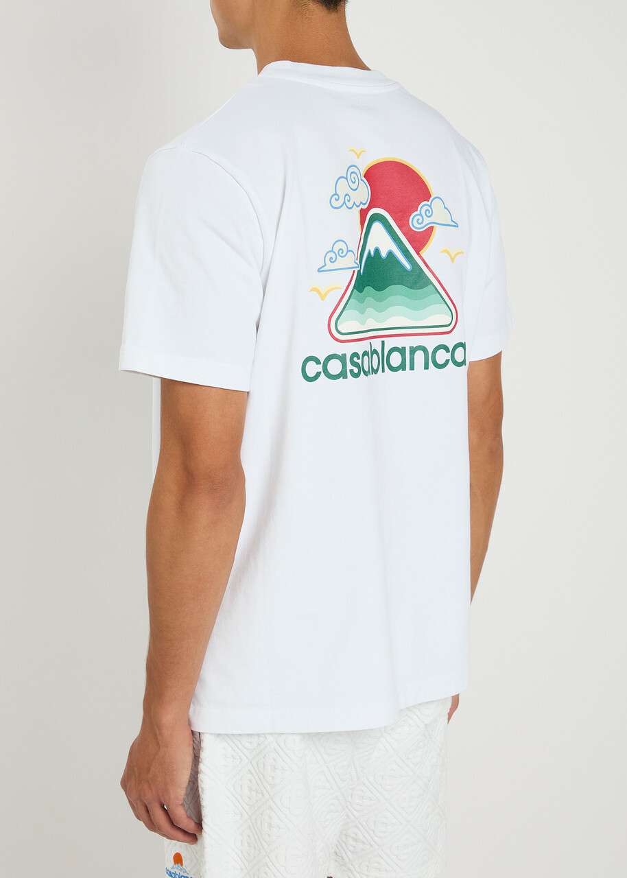 【CASABLANCA】Montage OnduleeプリントコットンTシャツ Casablanca Montage Ondulee Printed Cotton T-shirt White