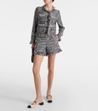 Self-Portrait Fringed high-rise bouclé shorts