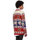 Gucci Blue and Red Jacquard Symbols Sweater