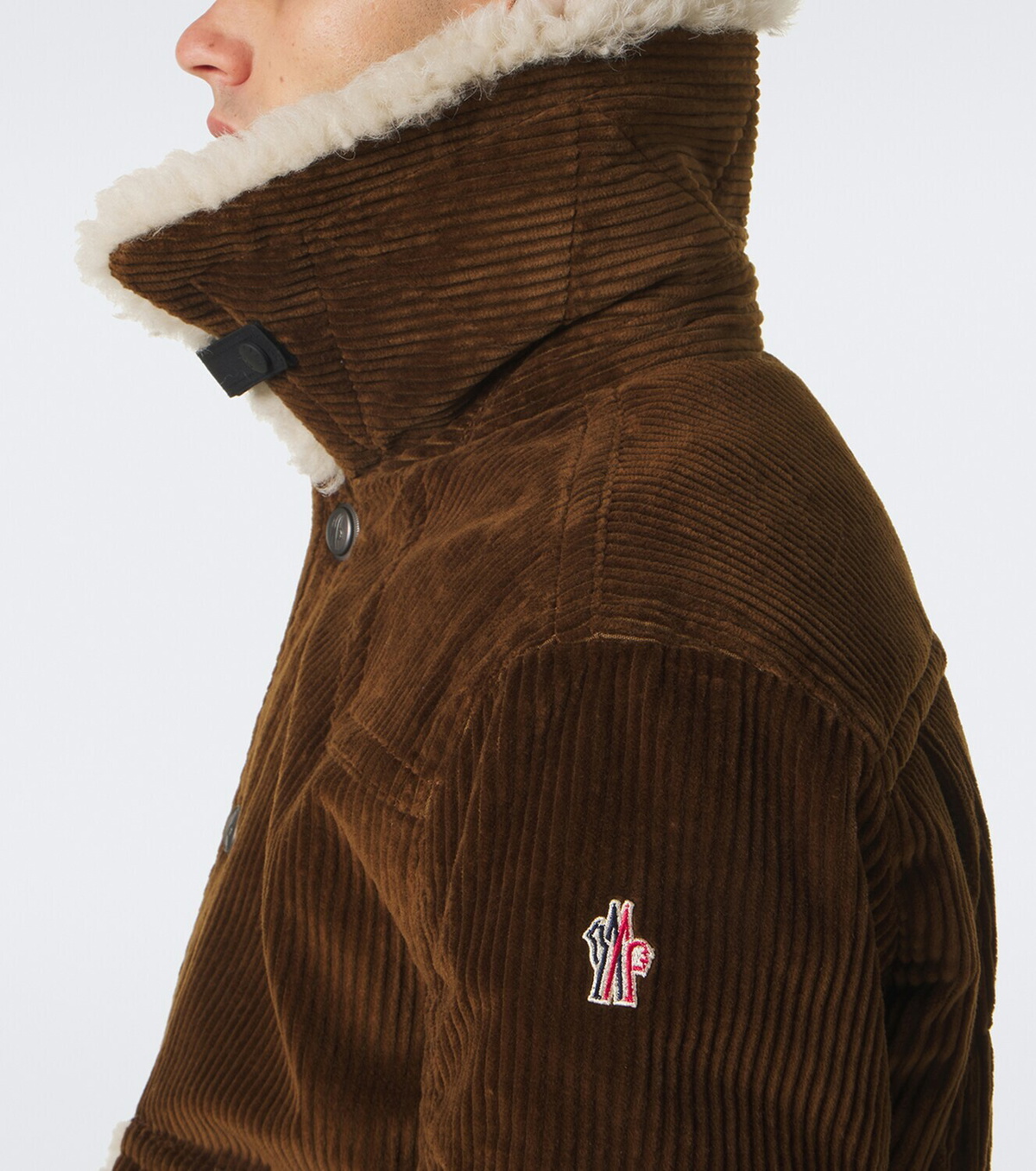Moncler Grenoble Shearling-trimmed corduroy down jacket