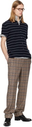 Thom Browne Navy Textured Stripe Short Sleeve Shirt