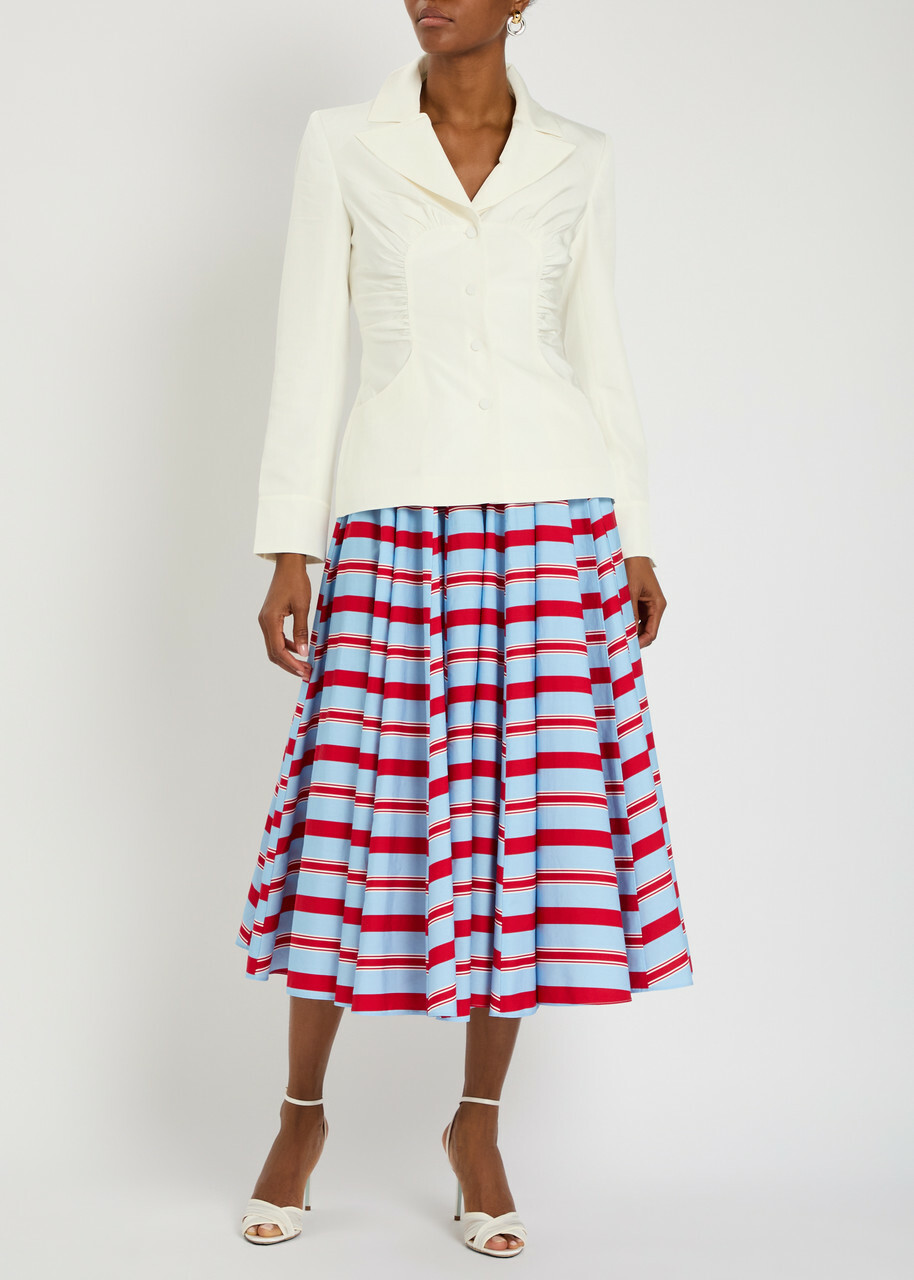 Emilia Wickstead Eglantine Striped Cotton-poplin Midi Skirt Multicoloured