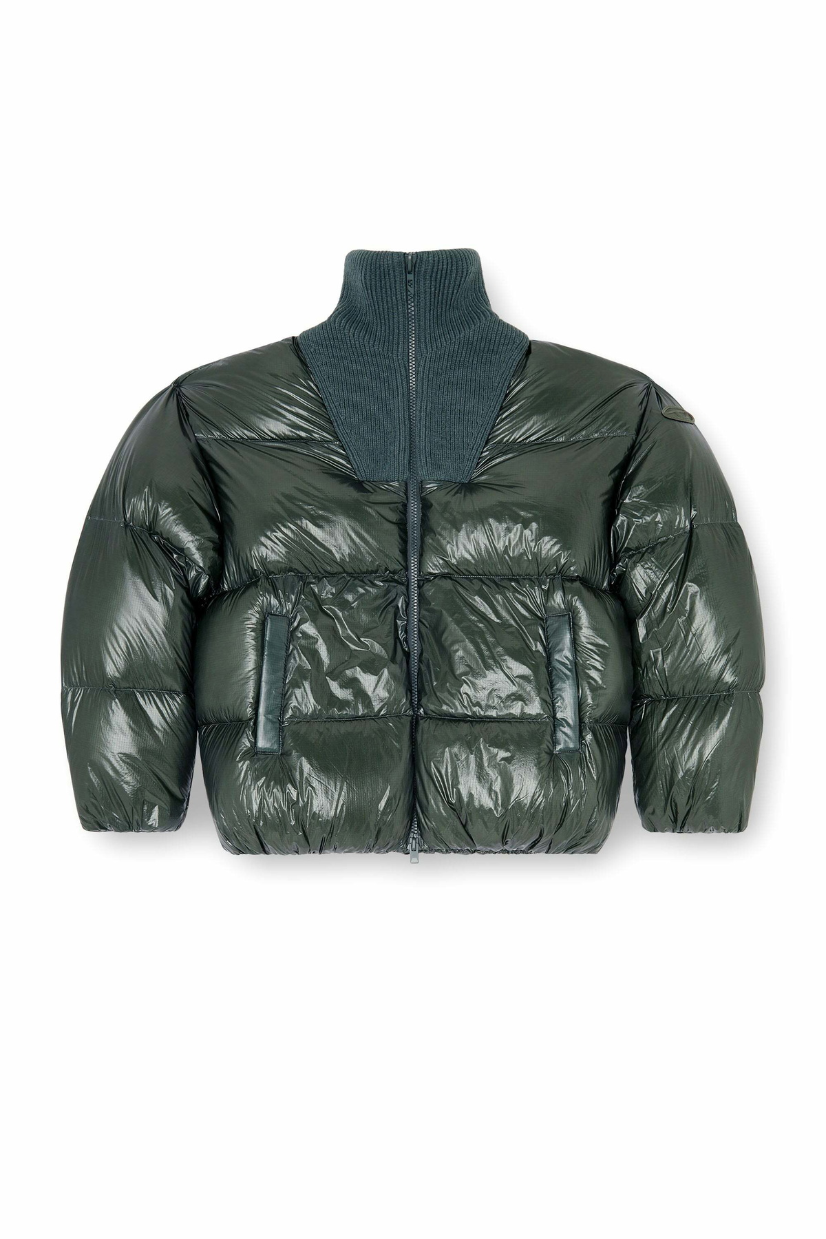 Diesel Down puffer jacket in ripstop with ribbed collar - Winter Jackets Mens in Green