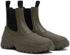 Burberry Khaki Leather Scoot Chelsea Boots