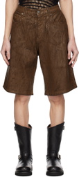 GUESS USA Brown Peeled Denim Shorts
