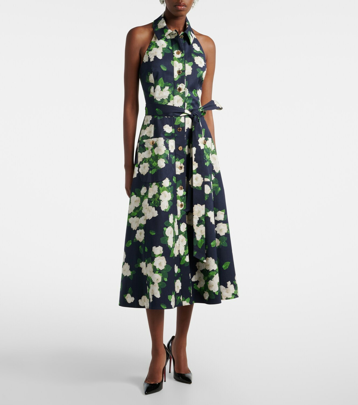 Carolina Herrera Floral faille midi dress