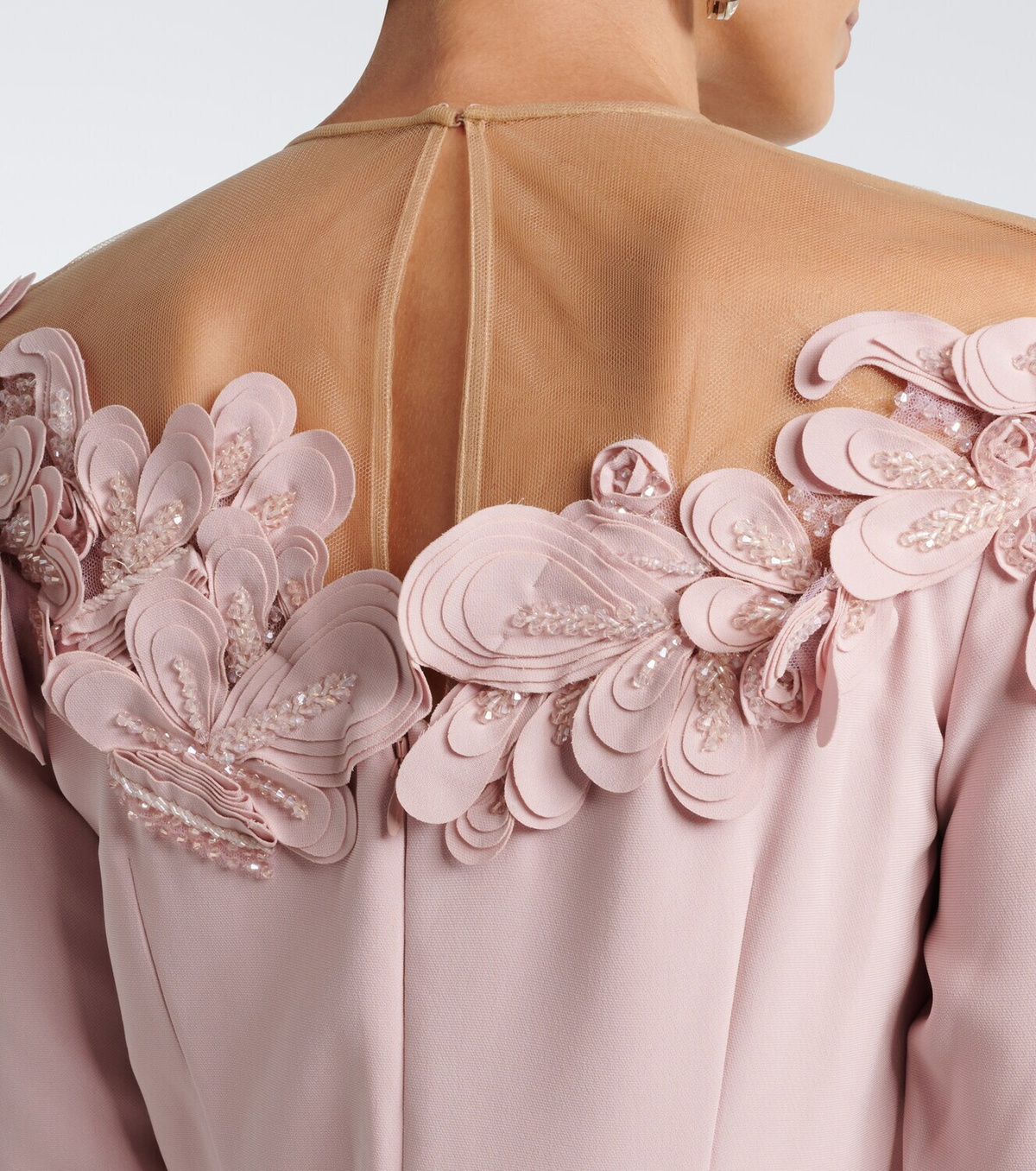 Costarellos Zurina embellished floral-appliqué crêpe gown