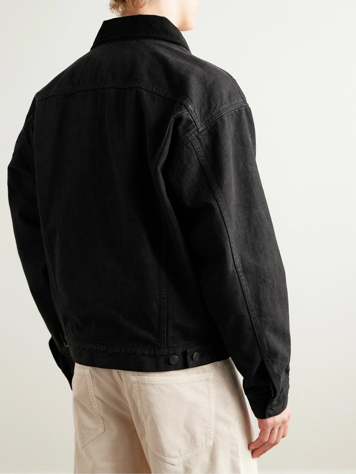 The Row - Joret Corduroy-Trimmed Denim Jacket - Black The Row