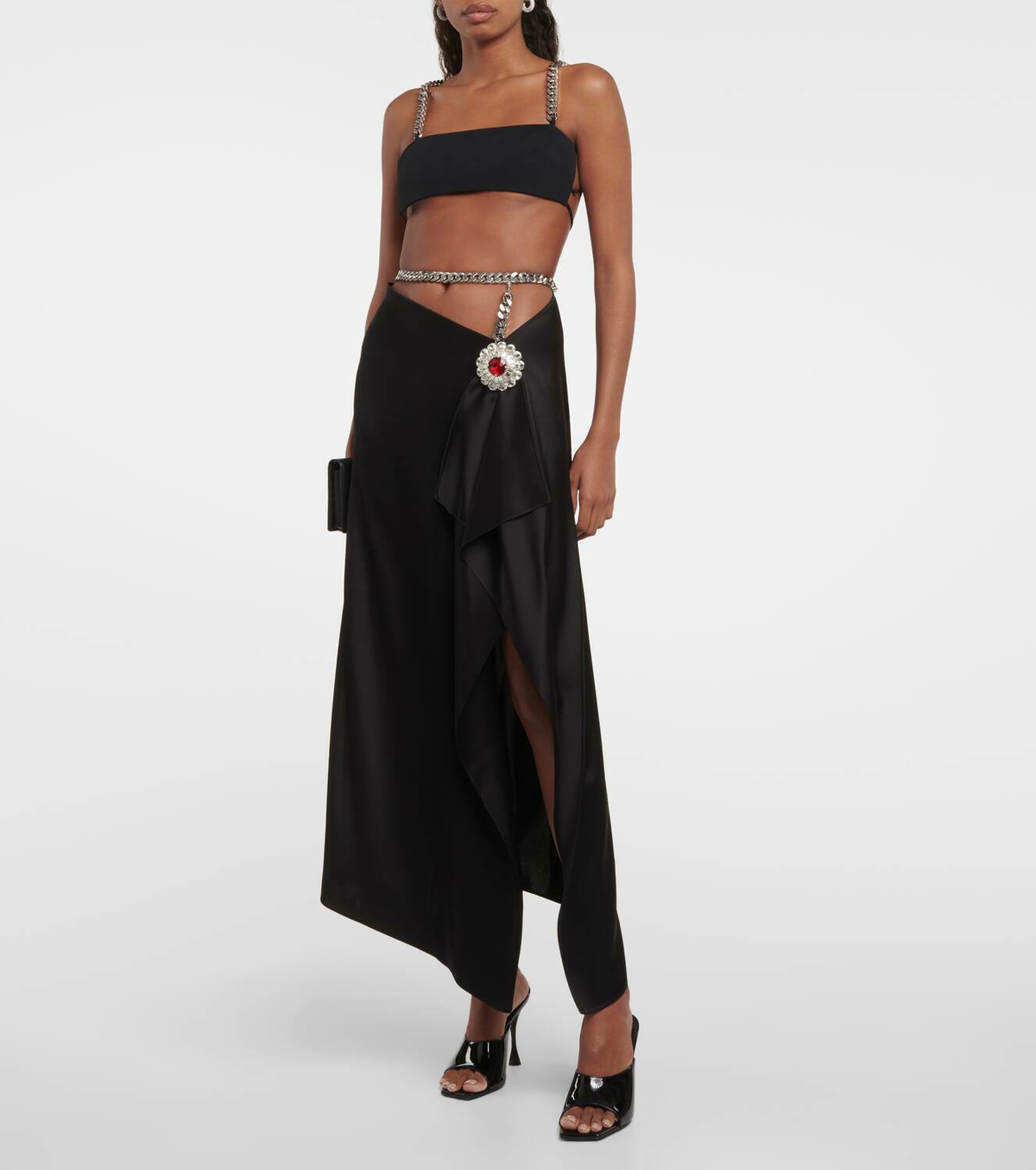 David Koma Crystal-embellished midi skirt