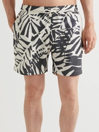 Mr P. - Straight-Leg Mid-Length Irregular Botanical Printed Recycled Swim Shorts - Black