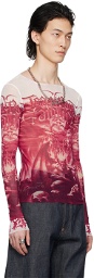 Jean Paul Gaultier Red & White 'The Diablo' Long Sleeve T-Shirt