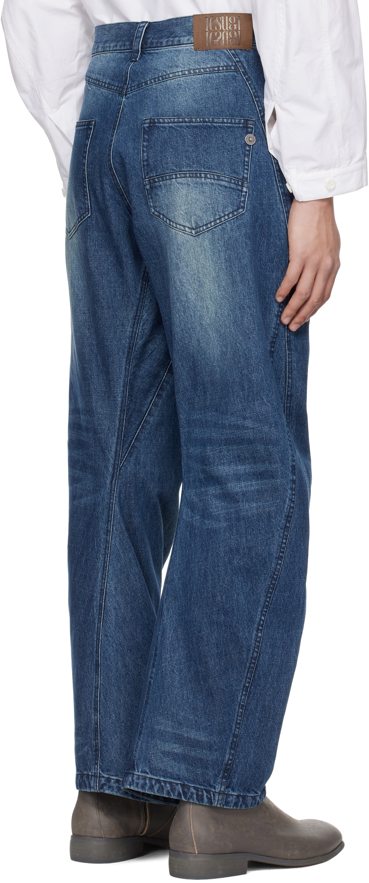 lesugiatelier Blue Curved Silhouette Jeans