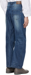 lesugiatelier Blue Curved Silhouette Jeans