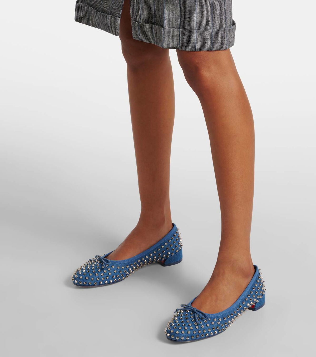 Christian Louboutin Sweetie Jane Spikes denim ballet flats