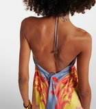 Etro Printed halterneck silk beach dress